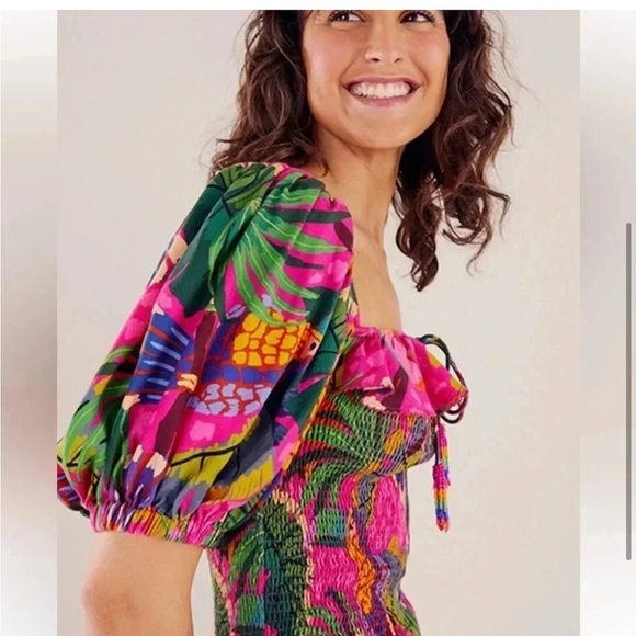 Farm Rio PINK PAINTED TOUCANS MINI DRESS Tropical Print - Picture 3 of 13